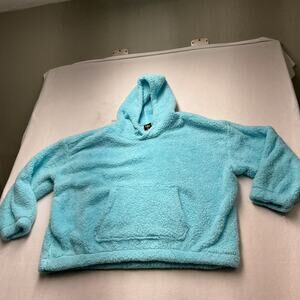 Athletic Works Womens Hoodie Faux Sherpa Aqua Teal Cozy Plush Warm XXL, 3967